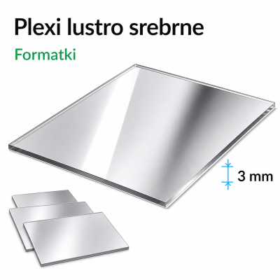 Plexi lustro srebrne 3mm | Płyta PMMA lustrzana | formatki
